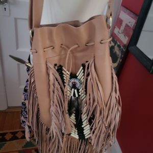 vegan fringe bag with embellishments